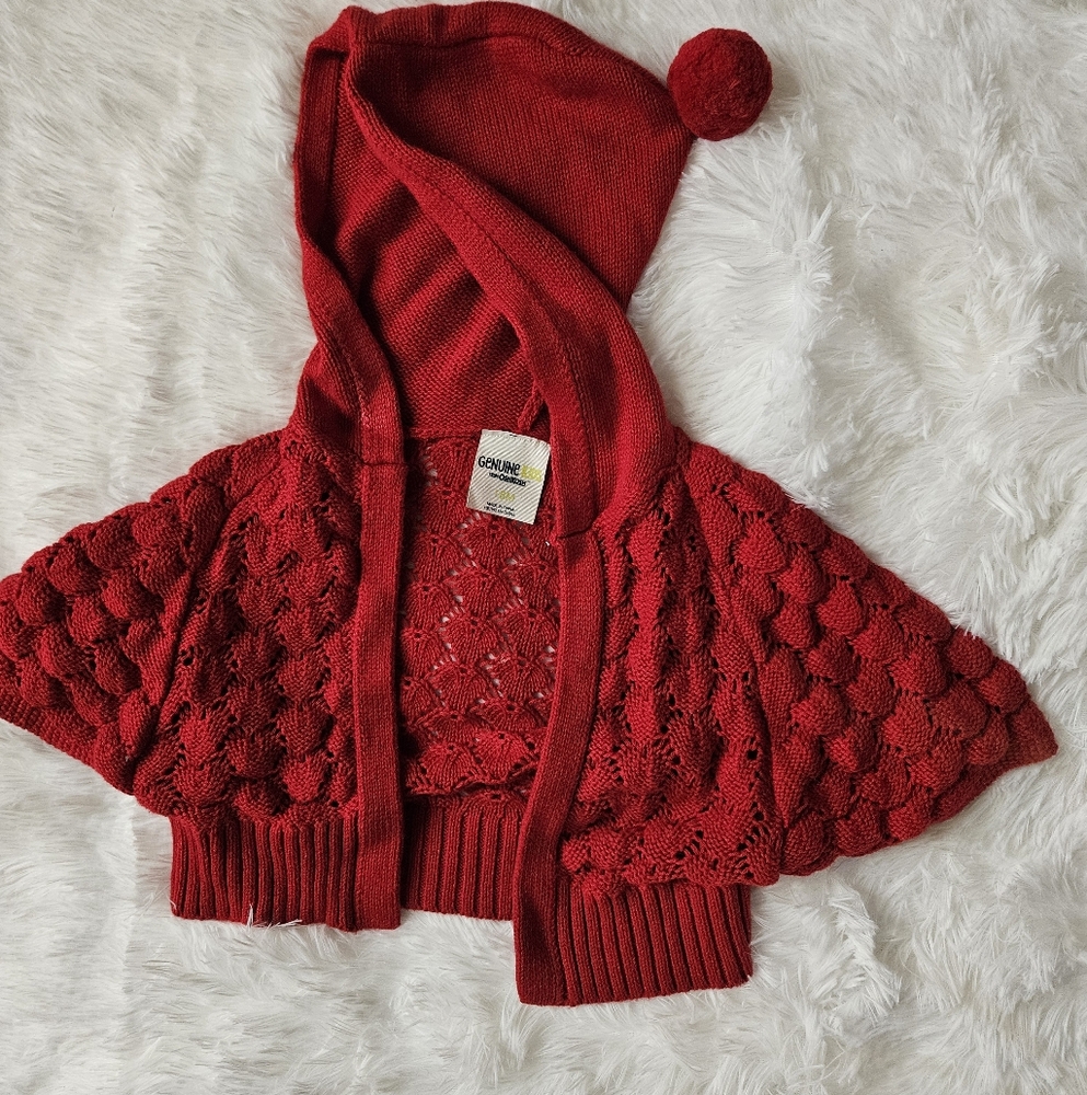 Red Hooded Knit Capelet Toddler